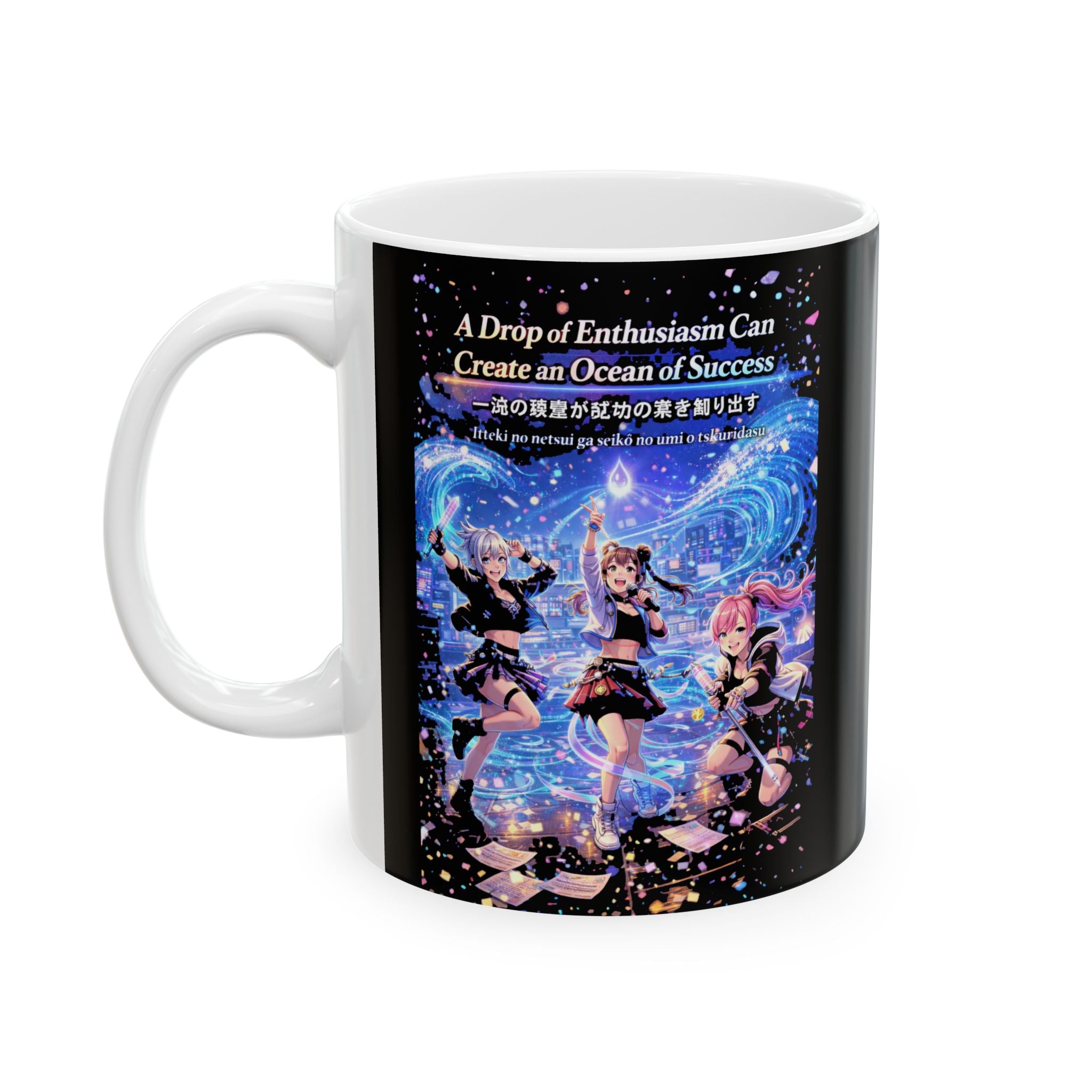 POP Series: A Drop of Enthusiasm Ceramic Mug — 11 oz or 15 oz, Microwave + Dishwasher Safe