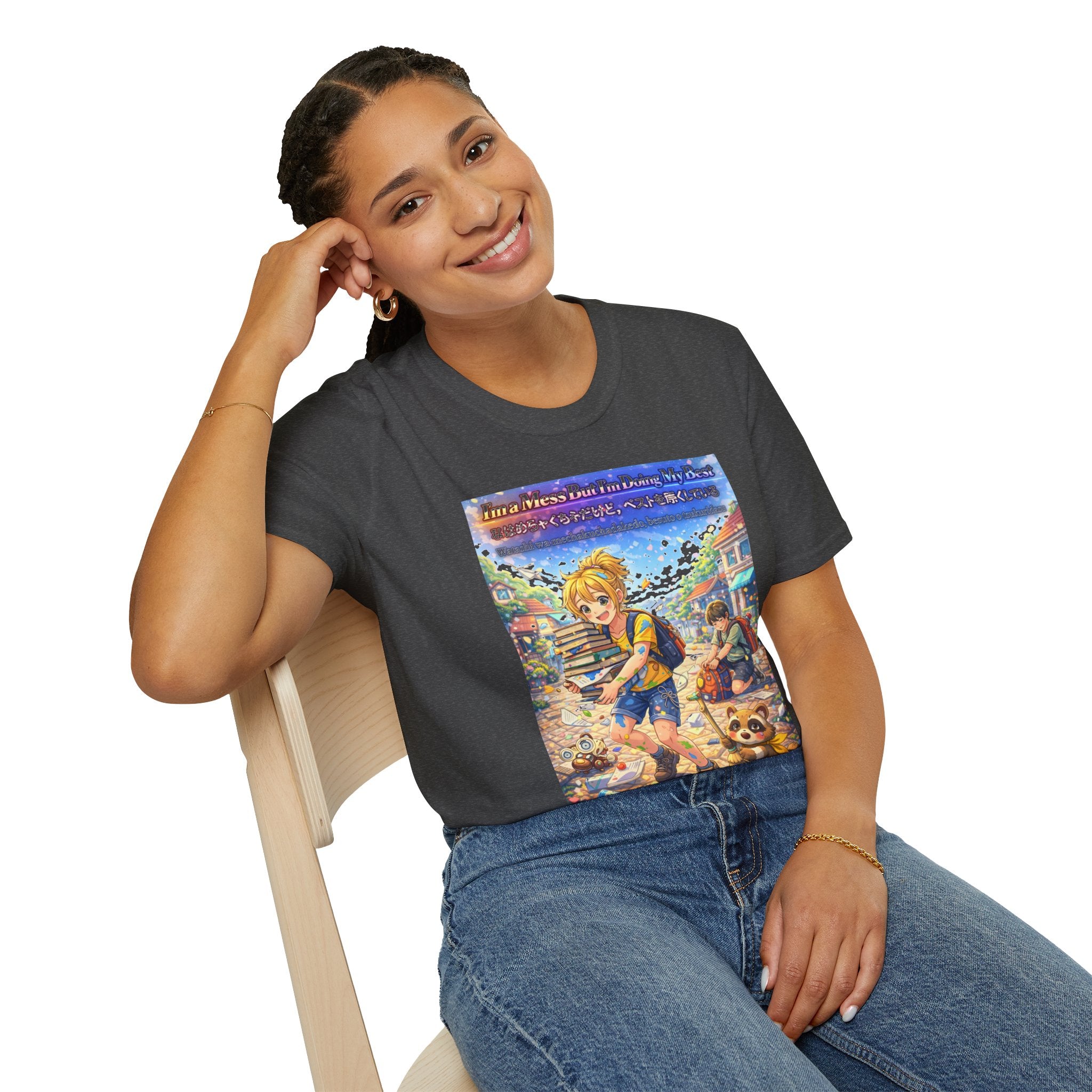 MON Series: I’m a Mess But I’m Doing My Best Unisex Softstyle T-Shirt — Gildan 64000, Lightweight + Ultra-Soft