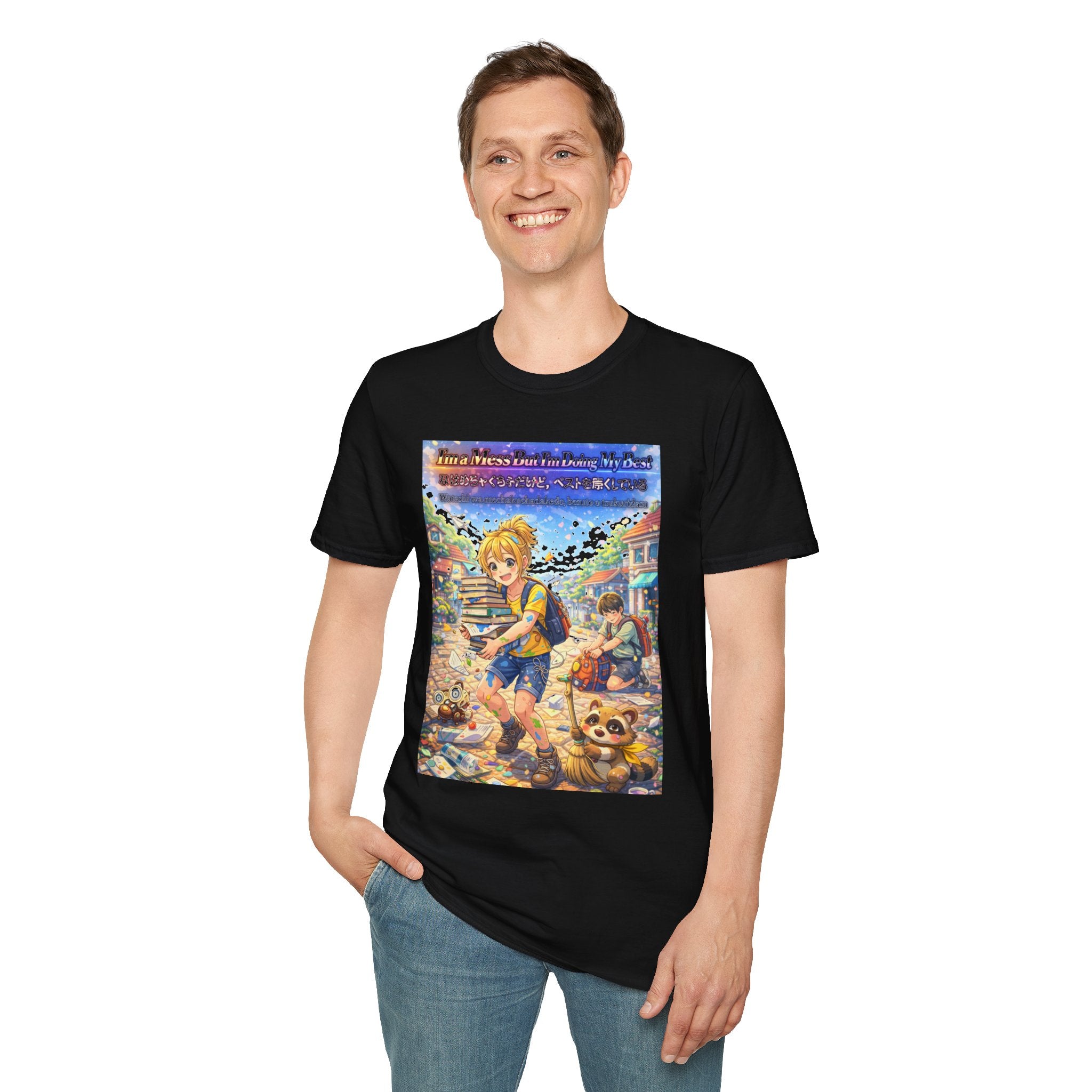 MON Series: I’m a Mess But I’m Doing My Best Unisex Softstyle T-Shirt — Gildan 64000, Lightweight + Ultra-Soft