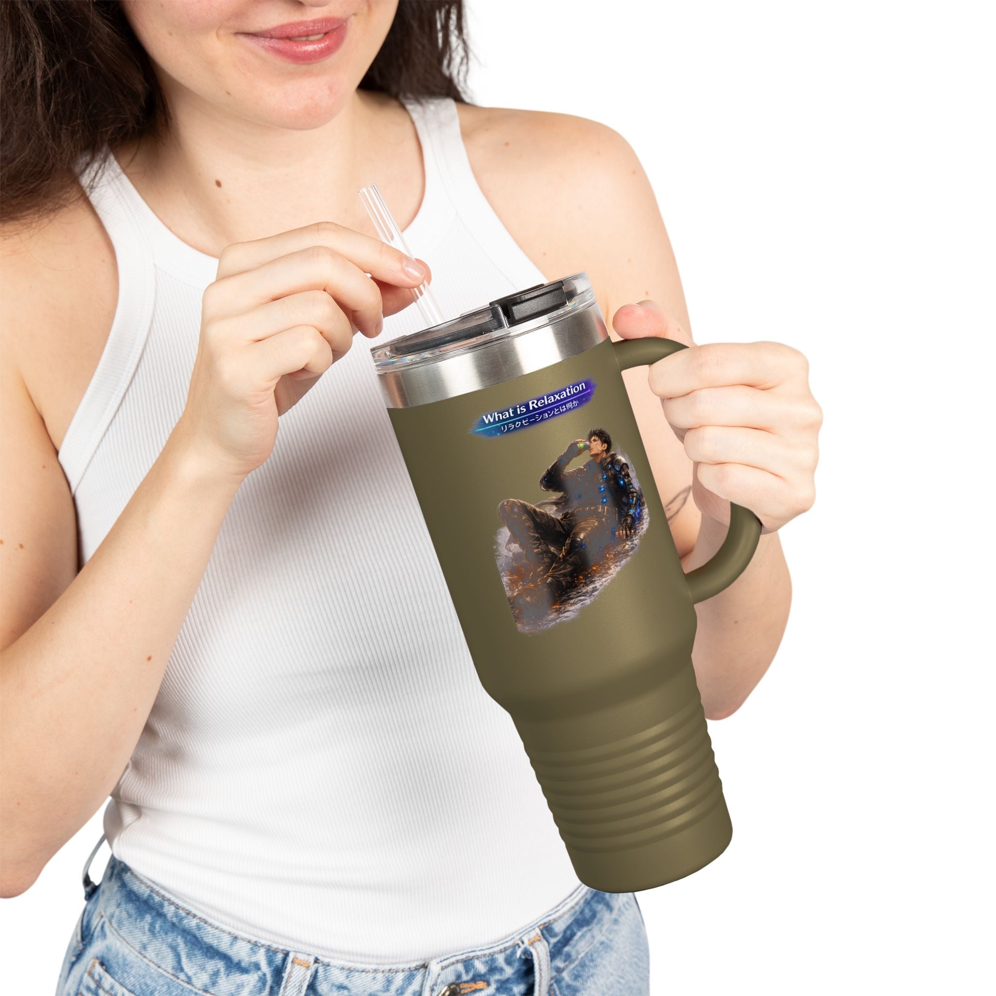 What is Relaxation Insulated Travel Mug, 40 oz — Stainless Steel, Double-Wall Insulated