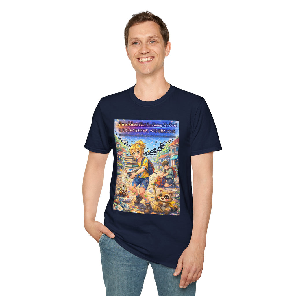 MON Series: I’m a Mess But I’m Doing My Best Unisex Softstyle T-Shirt — Gildan 64000, Lightweight + Ultra-Soft