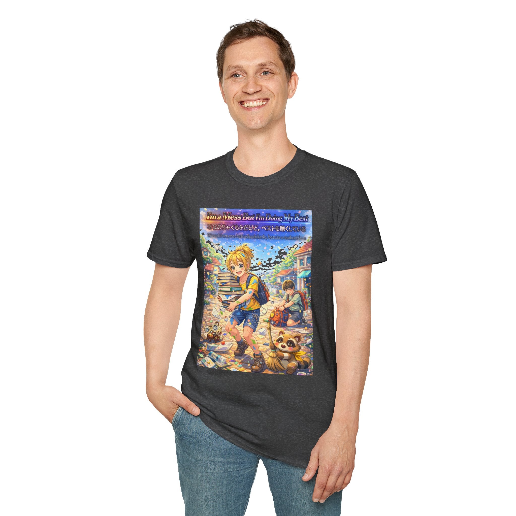 MON Series: I’m a Mess But I’m Doing My Best Unisex Softstyle T-Shirt — Gildan 64000, Lightweight + Ultra-Soft