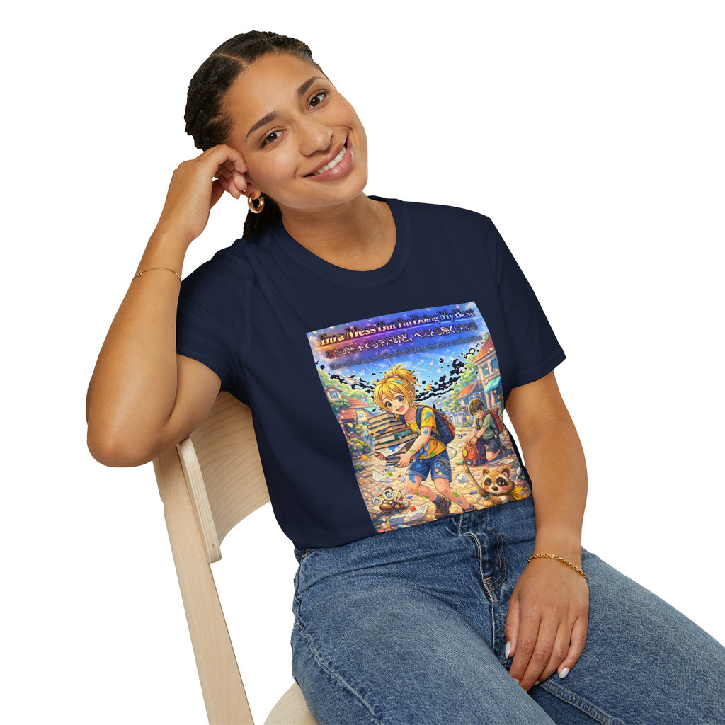 MON Series: I’m a Mess But I’m Doing My Best Unisex Softstyle T-Shirt — Gildan 64000, Lightweight + Ultra-Soft