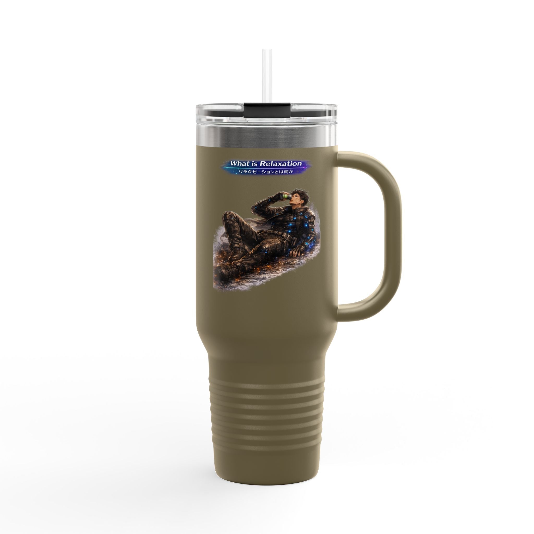 What is Relaxation Insulated Travel Mug, 40 oz — Stainless Steel, Double-Wall Insulated